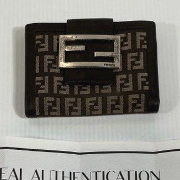 Women’s Fendi Brown/Tan Logo Leather Trim Wallet